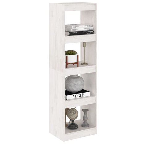 Boekenkast/kamerscherm 40x30x135,5 cm grenenhout wit 8720286608449 4