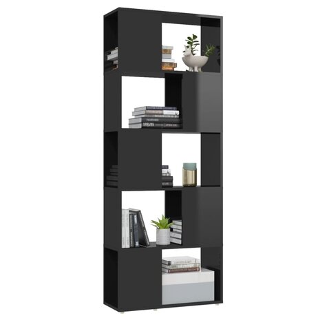 Boekenkast/kamerscherm 60x24x155 cm hoogglans zwart 8720286650523 4