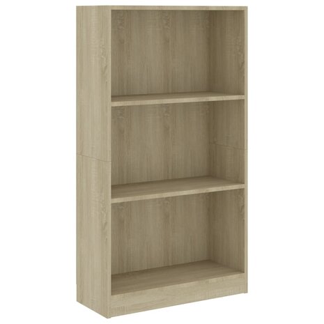 Boekenkast met 3 schappen 60x24x109 cm bewerkt hout sonoma eik 8719883787718 2