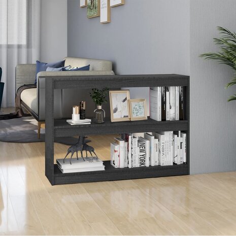 Boekenkast/kamerscherm 100x30x71,5 cm grenenhout grijs 8720286609101 1