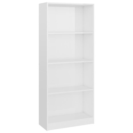 Boekenkast 4 schappen 60x24x142 cm bewerkt hout hoogglans wit 8719883869261 2