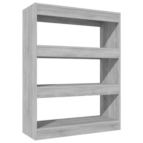 Boekenkast/kamerscherm 80x30x103 cm bewerkt hout grijs sonoma 8720286844496 2