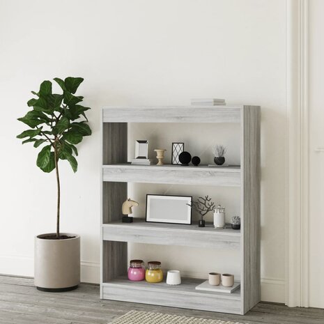 Boekenkast/kamerscherm 80x30x103 cm bewerkt hout grijs sonoma 8720286844496 6