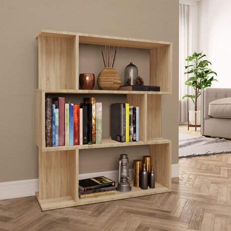 Boekenkast/kamerscherm 80x24x96 cm bewerkt hout sonoma eiken 8719883672458 1