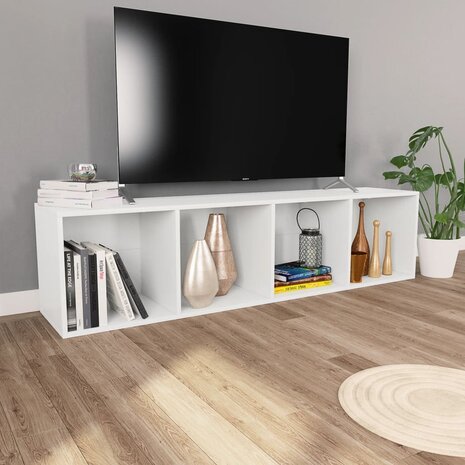 Boekenkast/tv-meubel 36x30x143 cm bewerkt hout wit 8719883673059 6