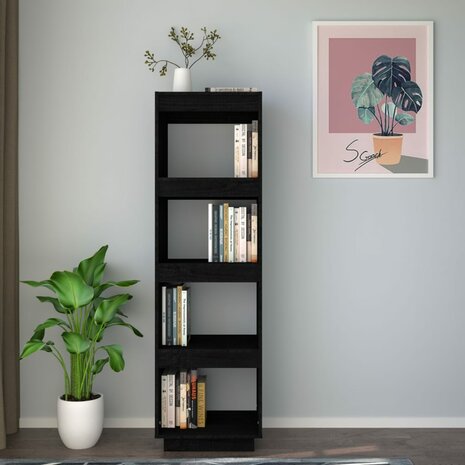 Boekenkast/kamerscherm 40x35x135 cm massief grenenhout zwart 8720286815847 3