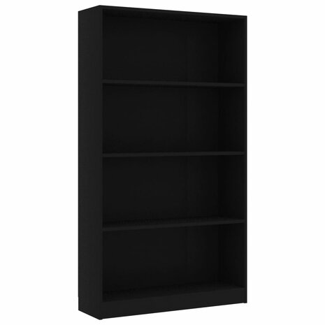 Boekenkast met 4 schappen 80x24x142 cm bewerkt hout zwart 8719883815237 2