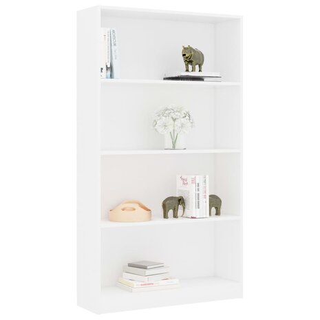 Boekenkast met 4 schappen 80x24x142 cm bewerkt hout wit 8719883815220 3