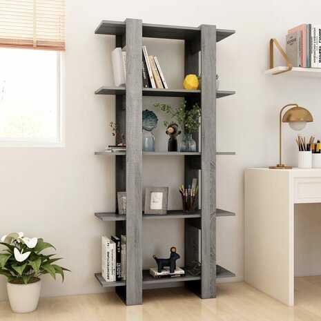 Boekenkast/kamerscherm 80x30x160 cm spaanplaat grijs sonoma 8720286844045 3