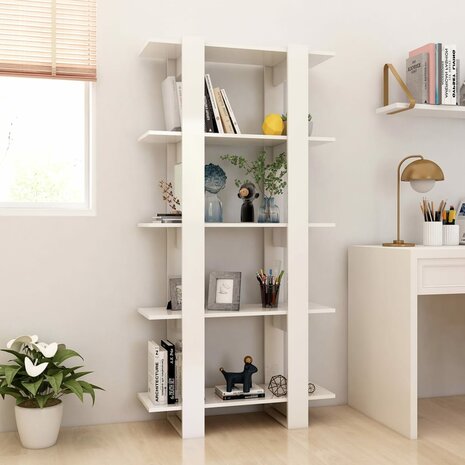 Boekenkast/kamerscherm 80x30x160 cm hoogglans wit 8720286842751 3