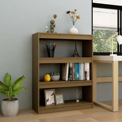 Boekenkast/kamerscherm 100x30x103 cm grenenhout honingbruin 8720286609163 1