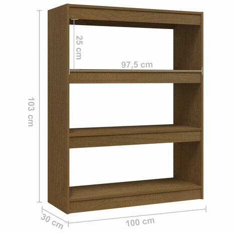 Boekenkast/kamerscherm 100x30x103 cm grenenhout honingbruin 8720286609163 8