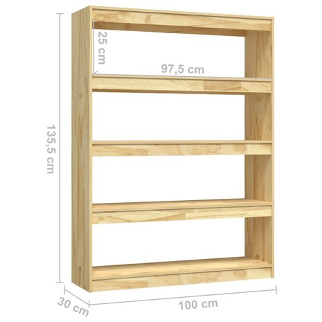 Boekenkast / kamerscherm 100x30x135,5 cm massief grenenhout 8720286609187 8