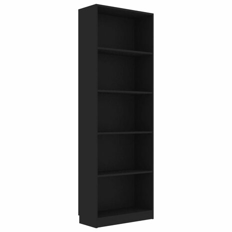 Boekenkast met 5 schappen 60x24x175 cm bewerkt hout zwart 8719883869308 2