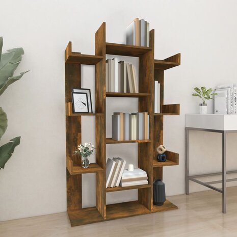 Boekenkast 86x25,5x140 cm bewerkt hout gerookt eikenkleurig 8720286979389 1