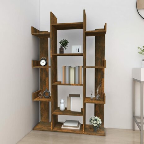 Boekenkast 86x25,5x140 cm bewerkt hout gerookt eikenkleurig 8720286979389 3