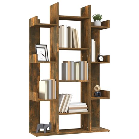 Boekenkast 86x25,5x140 cm bewerkt hout gerookt eikenkleurig 8720286979389 4