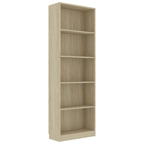 Boekenkast met 5 schappen 60x24x175 cm bewerkt hout sonoma eik 8719883869322 2