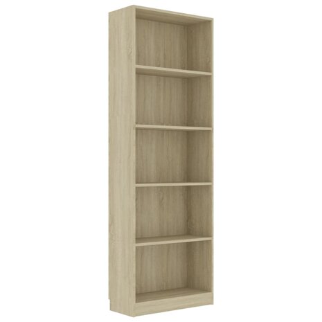 Boekenkast met 5 schappen 60x24x175 cm bewerkt hout sonoma eik 8719883869322 5