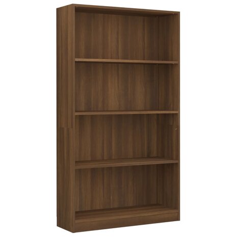 Boekenkast met 4 schappen 80x24x142 cm hout bruin eikenkleur 8720286976067 2