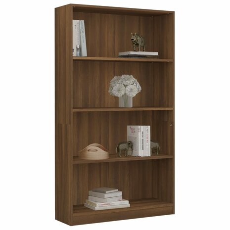 Boekenkast met 4 schappen 80x24x142 cm hout bruin eikenkleur 8720286976067 3