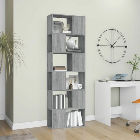 Boekenkast/kamerscherm 60x24x186 cm grijs sonoma eiken 8720287125143 3