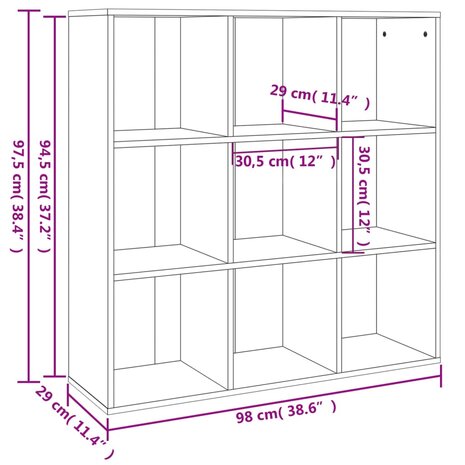 Boekenkast 98x29x97,5 cm grijs sonoma eikenkleurig 8720286954348 7