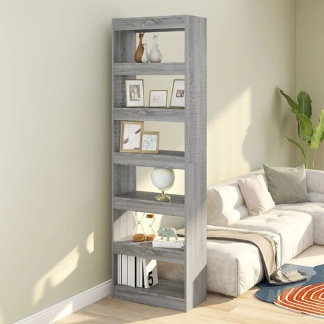 Boekenkast/kamerscherm 60x30x198 cm grijs sonoma eikenkleurig 8720286844434 1