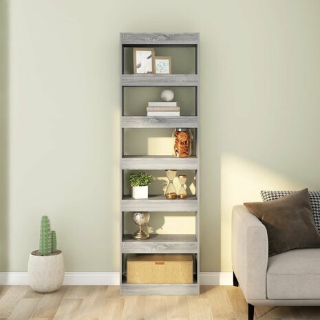 Boekenkast/kamerscherm 60x30x198 cm grijs sonoma eikenkleurig 8720286844434 3