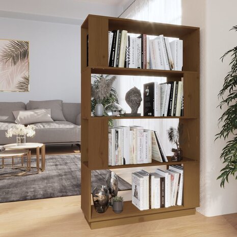 Boekenkast/kamerscherm 80x25x132 cm massief hout honingbruin 8720286906057 1