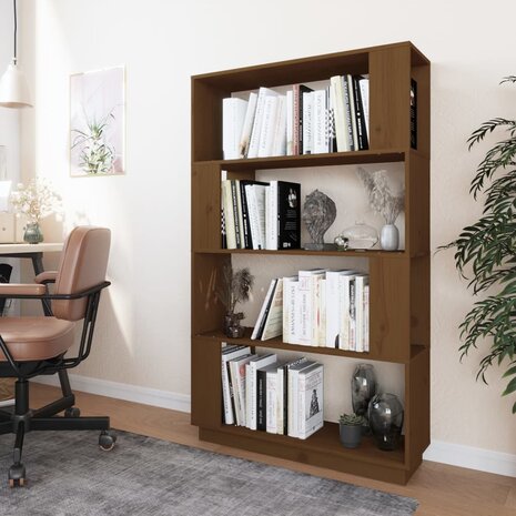 Boekenkast/kamerscherm 80x25x132 cm massief hout honingbruin 8720286906057 3