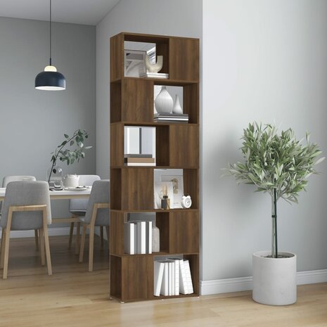 Boekenkast/kamerscherm 60x24x186 cm bruin eikenkleur 8720287125150 1