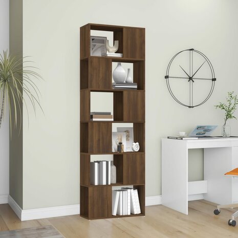 Boekenkast/kamerscherm 60x24x186 cm bruin eikenkleur 8720287125150 3