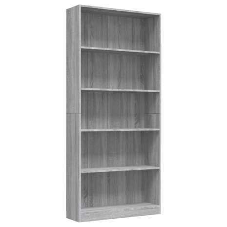 Boekenkast 80x24x175 cm bewerkt hout grijs sonoma eikenkleurig 8720286976081 2