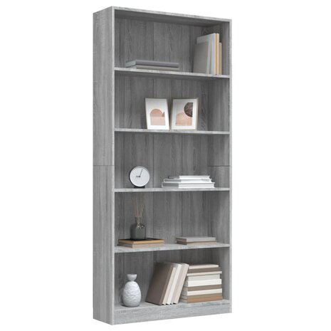 Boekenkast 80x24x175 cm bewerkt hout grijs sonoma eikenkleurig 8720286976081 3