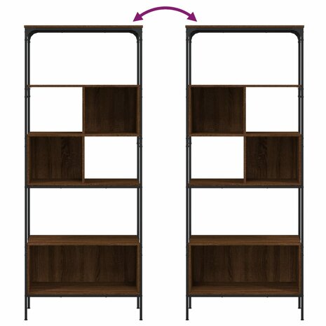 Boekenkast 5-laags 76x33x188,5 cm bewerkt hout bruineikenkleur 8721012340589 8