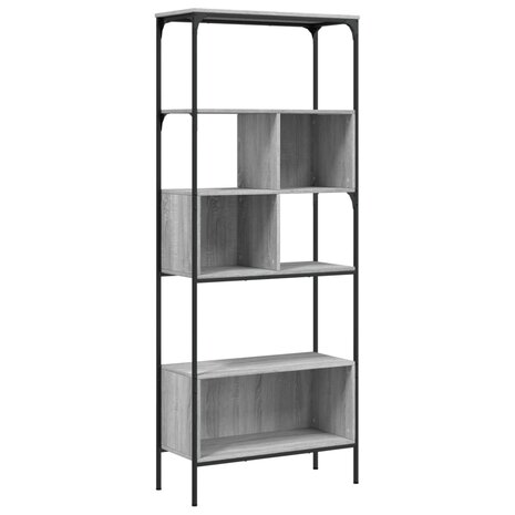 Boekenkast 5-laags 76x33x188,5 cm bewerkt hout grijs sonoma 8721012340572 2