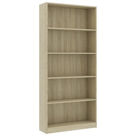 Boekenkast met 5 schappen 80x24x175 cm bewerkt hout sonoma eik 8719883815343 2