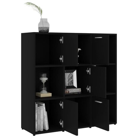 Boekenkast 90x30x90 cm bewerkt hout zwart 8720286017258 4