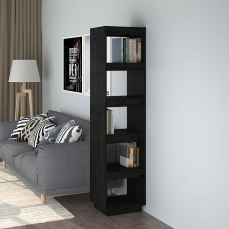 Boekenkast/kamerscherm 40x35x167 cm massief grenenhout zwart 8720286815892 1