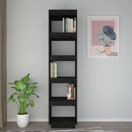 Boekenkast/kamerscherm 40x35x167 cm massief grenenhout zwart 8720286815892 3