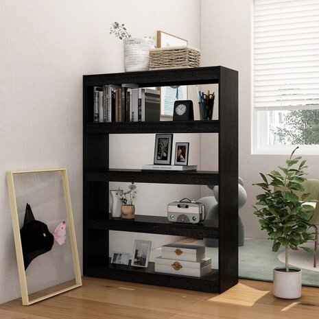 Boekenkast/kamerscherm 100x30x135,5 cm massief grenenhout zwart 8720286609224 3