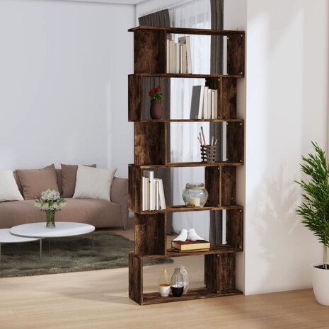 Boekenkast/kamerscherm 80x24x192 cm bewerkt hout gerookt eiken 8720845693275 1