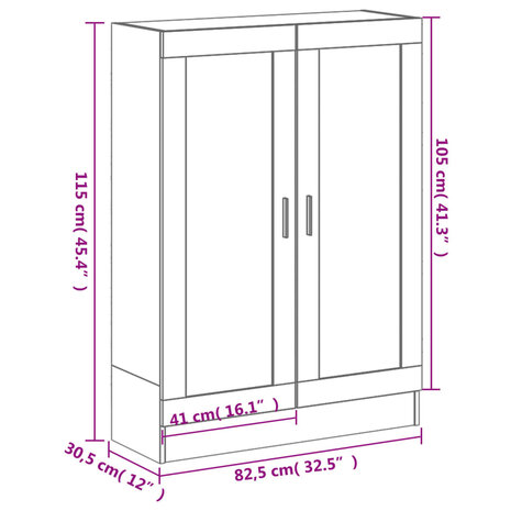 Boekenkast 82,5x30,5x115 cm bewerkt hout bruineikenkleurig 8720845922542 11