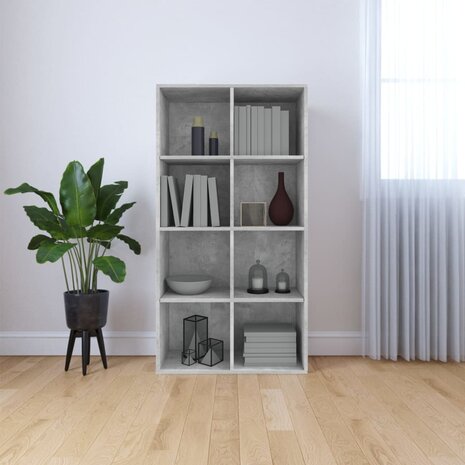 Boekenkast/dressoir 66x30x130 cm bewerkt hout betongrijs 8719883673189 1