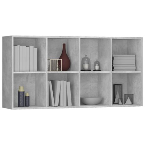 Boekenkast/dressoir 66x30x130 cm bewerkt hout betongrijs 8719883673189 7