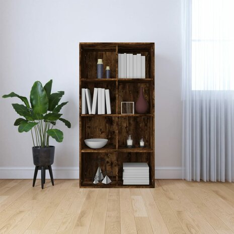 Boekenkast 66x30x130 cm bewerkt hout gerookt eikenkleurig 8720286975114 1