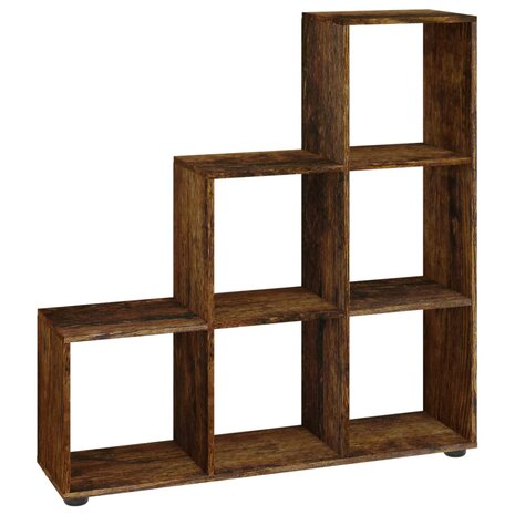 Boekenkast trapvormig 107 cm bewerkt hout gerookt eikenkleurig 8720286945773 2