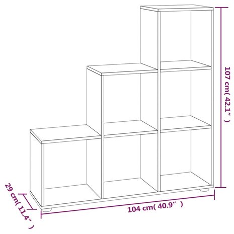 Boekenkast trapvormig 107 cm bewerkt hout gerookt eikenkleurig 8720286945773 7