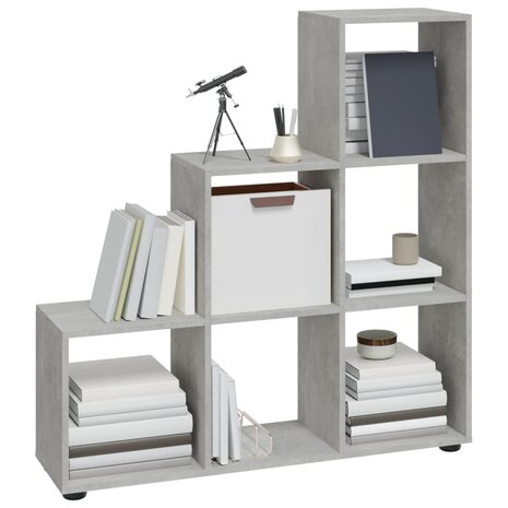 Boekenkast trapvormig 107 cm bewerkt hout betongrijs 8720286945759 3